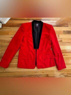 Vince Camuto Red Tuxedo Blazer Black Shawl Lapel Tailored Jacket Women’s 12